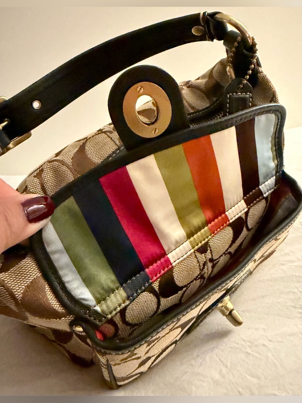 👑✅PRICE FIRM✅ Beautiful Brown COACH Legacy Signature CC Canvas Mini Bag - Picture 11 of 16